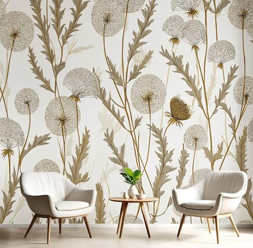 Fototapete 3D Effekt Elegant Pastoral Blumen Tapete Abstrakt Löwenzahn Blume Tapeten Vliestapete Modern Wandtapete Wohnzimmer Wanddeko Motivtapeten 250×175cm(W×H) von ANALTIRCE