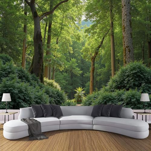 Fototapete 3D Effekt Geflecktes Sonnenlicht Pflanzen Tapete Dichter Dschungel Tapeten Vliestapete Modern Wandtapete Wohnzimmer Wanddeko Motivtapeten 150×105cm(W×H) von ANALTIRCE