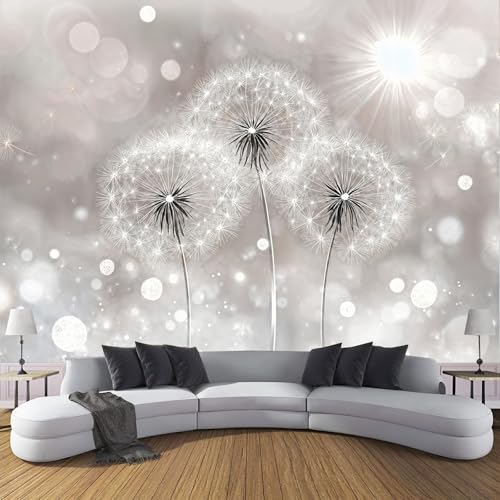 Fototapete Abstrakter Löwenzahn Motivtapeten Tapete Wildblumen Pflanzen Tapeten Vliestapete Modern Wandtapete Wohnzimmer Schlafzimmer Tapete Wanddeko 350×256cm(W×H) von ANALTIRCE