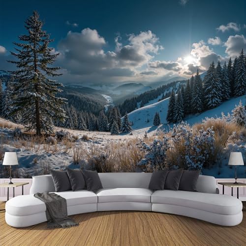 Fototapete Bergpanorama Pflanzen Motivtapeten Tapete Felder Wälder Tapeten Vliestapete Modern Wandtapete Wohnzimmer Schlafzimmer Tapete Wanddeko 150×105cm(W×H) von ANALTIRCE
