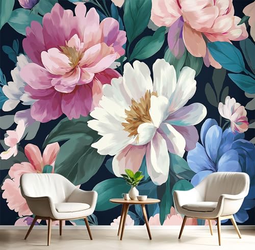 Fototapete Handbemalte Blütenblätter Motivtapeten Tapete Aquarell Pflanzen Blumen Tapeten Vliestapete Modern Wandtapete Wohnzimmer Schlafzimmer Tapete Wanddeko 150×105cm(W×H) von ANALTIRCE