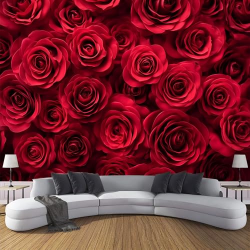 Fototapete Romantik Rose Motivtapeten Tapete Liebe Blumen Tapeten Vliestapete Modern Wandtapete Wohnzimmer Schlafzimmer Tapete Wanddeko 300×210cm(W×H) von ANALTIRCE
