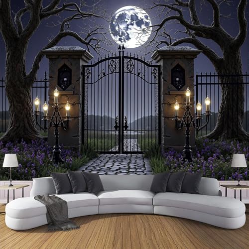 Gotisches Eisentor Vlies Fototapete Wohnzimmer 150×105cm(W×H), Seltsame Bäume Tapete Wanddeko Wandtapete Wallpaper Dekoration, Schlafzimmer Restaurant Cafe Büro Flur von ANALTIRCE