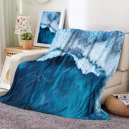 Natur Ozean Kuscheldecke Fleecedecke Küste Wellen Flauschig Decke Warme Weich Sofadecke, 130×150 cm Wohnzimmer überwurfdecke Couchdecke, Wohndecke für Erwachsene von ANALTIRCE