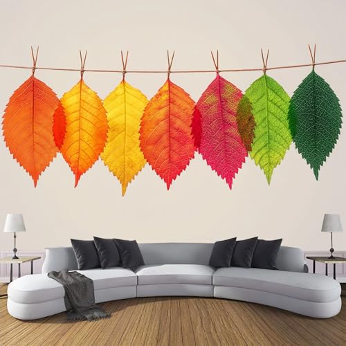 Tapete Fototapete 3D Blätter Jahreszeiten Veränderungen 150×105cm(W×H) Vliestapete Wandbild Fototapeten, Pflanzen Vlies Tapeten Wandtapete Schlafzimmer, Wohnzimmer, TV Hintergrund von ANALTIRCE