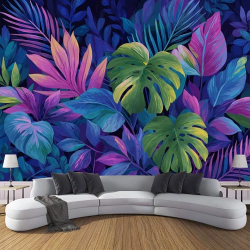 Tropische Palmen Vlies Fototapete Wohnzimmer 150×105cm(W×H), Abstrakt Pflanzen Tapete Wanddeko Wandtapete Wallpaper Dekoration, Schlafzimmer Restaurant Cafe Büro Flur von ANALTIRCE