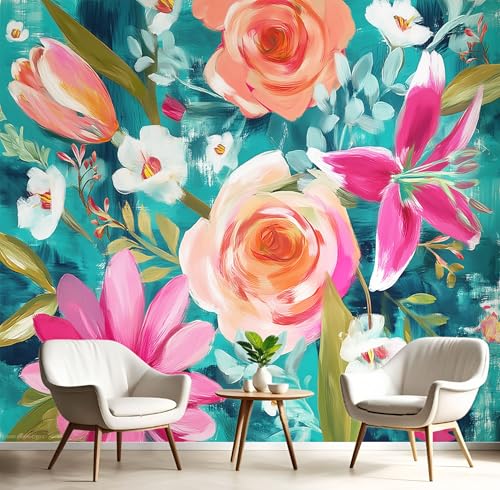 Vlies Fototapete Abstrakte Blumen Gänseblümchen 3D Effekt 150×105cm(W×H) Foto Tapete Schlafzimmer Wohnzimmer Moderne Vliestapete Wandtapete Motivtapeten 3d Blütenblätter Rosen Dekoration Blau von ANALTIRCE