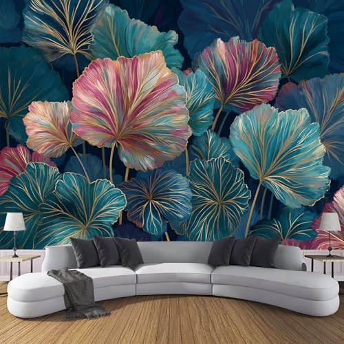 Vlies Fototapete Abstrakte Eukalyptusblätter 3D Effekt 150×105cm(W×H) Foto Tapete Schlafzimmer Wohnzimmer Moderne Vliestapete Wandtapete Motivtapeten 3d Minimalismus Pflanzen Dekoration Blau von ANALTIRCE