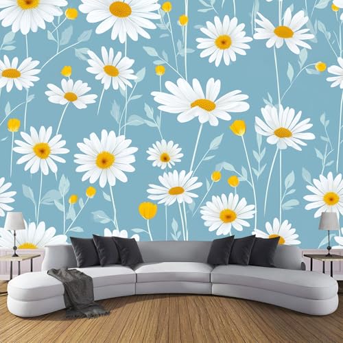 Wandtapete Einfach Daisy Fototapeten 150×105cm(W×H) fototapete Landschaft Blumen Vlies wand wandbild 3D modern ohne Klebstoffrückseite, ideal für Wohnzimmerwand von ANALTIRCE