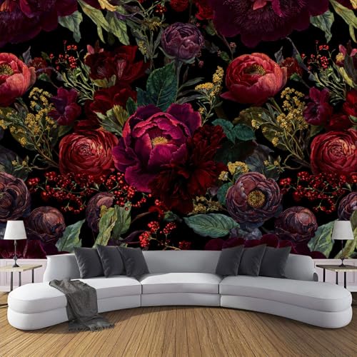 Wandtapete Goldene Wildblumen Fototapeten 150×105cm(W×H) fototapete Romantik Rosen Blumen Vlies wand wandbild 3D modern ohne Klebstoffrückseite, ideal für Wohnzimmerwand von ANALTIRCE