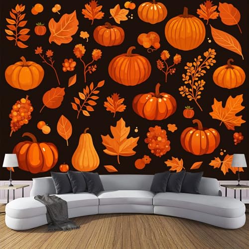 Wandtapete Kürbis Blätter Fototapeten 150×105cm(W×H) fototapete Farne Pflanzen Gemüse Vlies wand wandbild 3D modern ohne Klebstoffrückseite, ideal für Wohnzimmerwand von ANALTIRCE