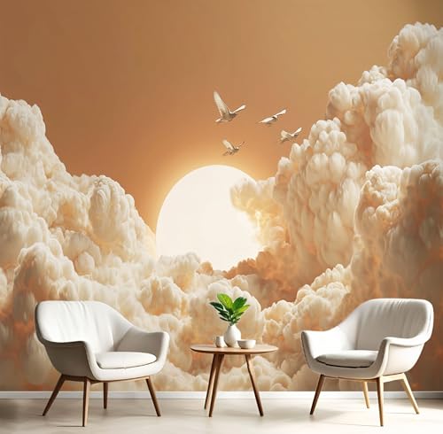 Wandtapete Weiße Wolken Sonne Fototapeten 200×140cm(W×H) fototapete Natur Landschaft Vlies wand wandbild 3D modern ohne Klebstoffrückseite, ideal für Wohnzimmerwand von ANALTIRCE