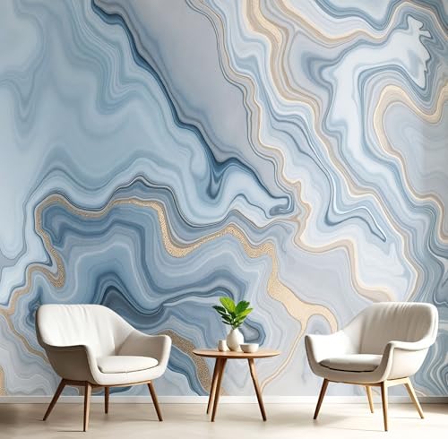 Wandtapete Wirbel Marmor Fototapeten 450×300cm(W×H) fototapete Elegant Schlicht Streifen Vlies wand wandbild 3D modern ohne Klebstoffrückseite, ideal für Wohnzimmerwand von ANALTIRCE