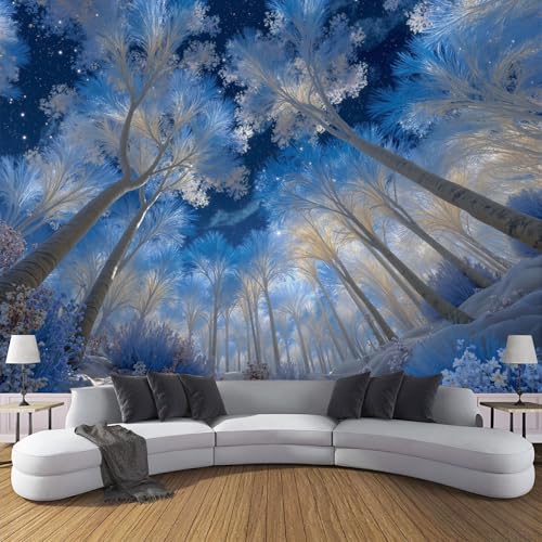 Winter Kälte Wald Vlies Fototapete Wohnzimmer 150×105cm(W×H), Verträumte Pflanzen Tapete Wanddeko Wandtapete Wallpaper Dekoration, Schlafzimmer Restaurant Cafe Büro Flur von ANALTIRCE