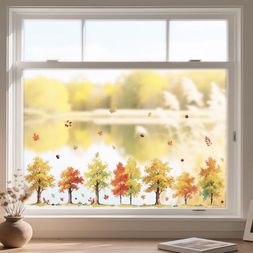 ANATTASOUL Fensterbilder Doppelseitig Herbstwald und Ahornblätter Fensterdeko Wiederverwendbar Fenstersticker Selbstklebend Fenster Aufkleber Deko Herbst Winter für Kinderzimmer Badezimmer ANATTASOUL Fensterbilder Doppelseitig Herbstwald und Ahornblätter Fensterdeko Wiederverwendbar Fenstersticker Selbstklebend Fenster Aufkleber Deko Herbst Winter für Kinderzimmer Badezimmer von ANATTASOUL