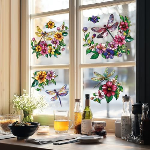 ANATTASOUL Fensterbilder Doppelseitig Libelle und Blüten Fensterdeko Wiederverwendbar Fenstersticker Selbstklebend Fenster Aufkleber Deko Frühling Sommer für Kinderzimmer Badezimmer ANATTASOUL Fensterbilder Doppelseitig Libelle und Blüten Fensterdeko Wiederverwendbar Fenstersticker Selbstklebend Fenster Aufkleber Deko Frühling Sommer für Kinderzimmer Badezimmer von ANATTASOUL