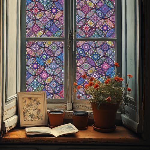 ANATTASOUL Fensterbilder Doppelseitig Mandala-Muster Fensterdeko Wiederverwendbar Fenstersticker Selbstklebend Fenster Aufkleber Deko Frühling Sommer für Glas Kinderzimmer Badezimmer von ANATTASOUL