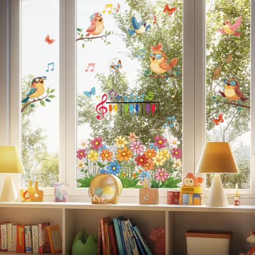 ANATTASOUL Fensterbilder Doppelseitig Vögel und Musiknoten Fensterdeko Wiederverwendbar Fenstersticker Blickdichter Fenster Aufkleber Deko Frühling Sommer für Glas Kinderzimmer Badezimmer ANATTASOUL Fensterbilder Doppelseitig Vögel und Musiknoten Fensterdeko Wiederverwendbar Fenstersticker Blickdichter Fenster Aufkleber Deko Frühling Sommer für Glas Kinderzimmer Badezimmer von ANATTASOUL