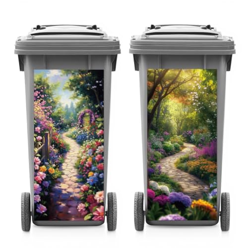 ANATTASOUL Mülleimer Aufkleber, 2 Blätter Mülltonnen Aufkleber Gartenweg Selbstklebend Aufkleber für Mülltonnen Mülleimer Aufkleber für Behälter, Kühlschrank, Haus, Wanddekoration von ANATTASOUL
