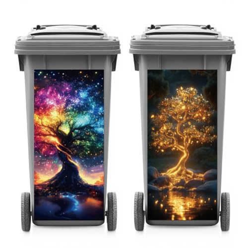 ANATTASOUL Mülleimer Aufkleber, 2 Blätter Mülltonnen Aufkleber Glitzerbaum Selbstklebend Aufkleber für Mülltonnen Mülleimer Aufkleber für Behälter, Kühlschrank, Haus, Wanddekoration von ANATTASOUL