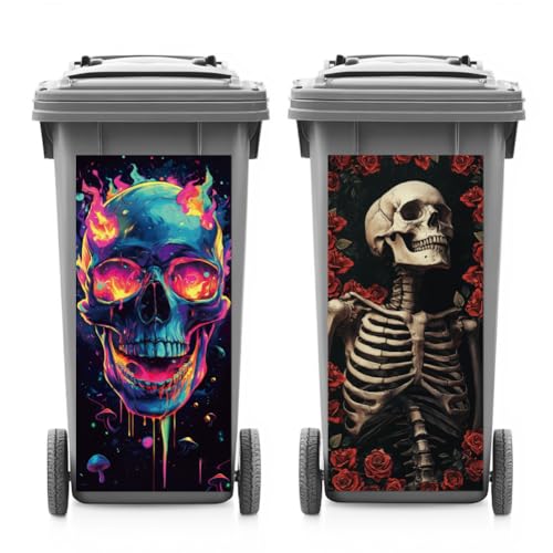 ANATTASOUL Mülleimer Aufkleber, 2 Blätter Mülltonnen Aufkleber Totenkopf Und Rose Selbstklebend Aufkleber für Mülltonnen Mülleimer Aufkleber für Behälter, Kühlschrank, Haus, Wanddekoration ANATTASOUL Mülleimer Aufkleber, 2 Blätter Mülltonnen Aufkleber Totenkopf Und Rose Selbstklebend Aufkleber für Mülltonnen Mülleimer Aufkleber für Behälter, Kühlschrank, Haus, Wanddekoration von ANATTASOUL