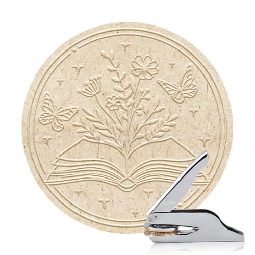 ANATTASOUL Prägestempel Personalisiert Wildblumenbuch Book Embosser,Buchpräger mit Robustem Stahlgehäuse Buchstempel für Bücher,Visitenkarten,Einladungskarte von ANATTASOUL
