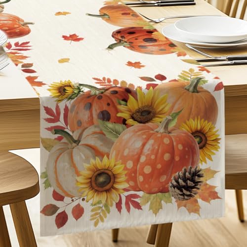 ANATTASOUL Tischläufer Kürbis und Sonnenblume, Saisonnal Sommer Küche Tisch Dekoration Drinnen Urlaub Party Dekor 33x183 cm ANATTASOUL Tischläufer Kürbis und Sonnenblume, Saisonnal Sommer Küche Tisch Dekoration Drinnen Urlaub Party Dekor 33x183 cm von ANATTASOUL
