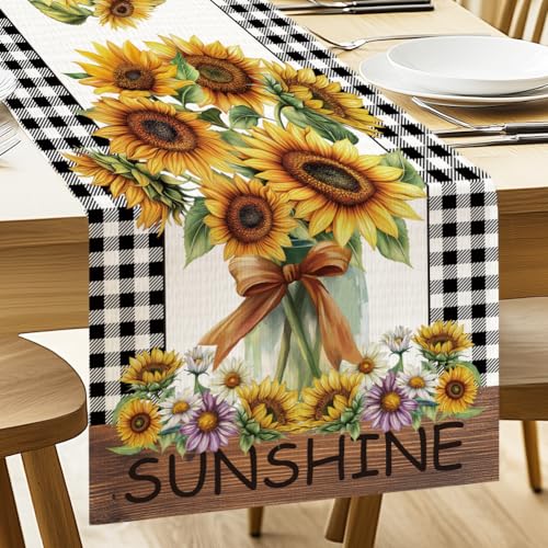 ANATTASOUL Tischläufer Sonnenblume und Vase, Saisonnal Sommer Küche Tisch Dekoration Drinnen Urlaub Party Dekor 33x183 cm ANATTASOUL Tischläufer Sonnenblume und Vase, Saisonnal Sommer Küche Tisch Dekoration Drinnen Urlaub Party Dekor 33x183 cm von ANATTASOUL
