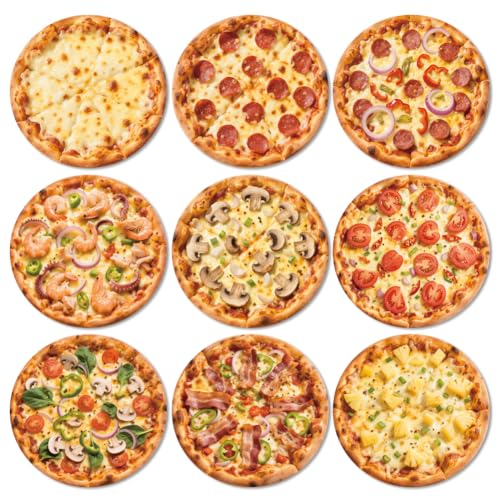 ANATTASOUL Untersetzer aus Holz für Getränke, realistisches Pizza-Muster, bunte Holzuntersetzer für Couchtisch, 9,9 cm, rutschfeste Schreibtischuntersetzer für Zuhause, Wohnung, Büro, Bar, 9 Stück ANATTASOUL Untersetzer aus Holz für Getränke, realistisches Pizza-Muster, bunte Holzuntersetzer für Couchtisch, 9,9 cm, rutschfeste Schreibtischuntersetzer für Zuhause, Wohnung, Büro, Bar, 9 Stück von ANATTASOUL