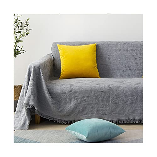 ANAZOZ 4-Sitzer-Sofa-Schonbezug, Couchbezug-Set, grau, Baumwolle, Schonbezüge für Sofas, Rautenmuster, Sofabezug, 4-Sitzer (230 x 340 cm) von ANAZOZ