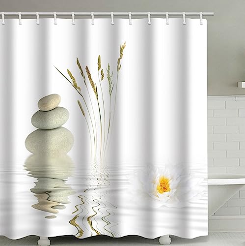 ANAZOZ Bad Vorhang 120x180, Anti Schimmel Duschvorhang Waschbar Duschvorhänge Polyester Zen-Motiv Wasser und Steinmuster ANAZOZ Bad Vorhang 120x180, Anti Schimmel Duschvorhang Waschbar Duschvorhänge Polyester Zen-Motiv Wasser und Steinmuster von ANAZOZ