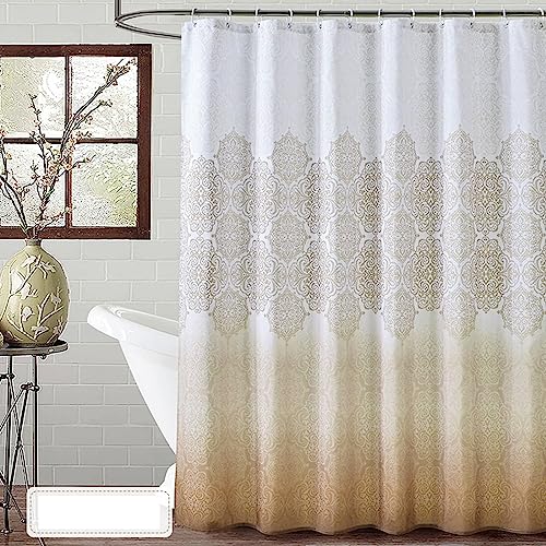 ANAZOZ Badevorhang 240x180, Badewannenvorhang Anti-Schimmel Duschvorhang Polyester Goldenes Blumenmuster von ANAZOZ