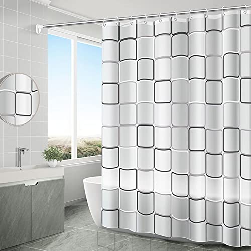 ANAZOZ Badvorhang 300x200cm, Duschvorhänge Waschbar Anti Schimmel PEVA Quadratisches Muster von ANAZOZ