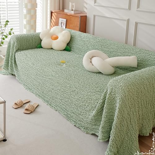 ANAZOZ Bezug Sofa 3 Sitzer, Sofaüberwurf Seersucker Einfarbig Mintgrün Bezug Sofa Wohnlandschaft 180x340 von ANAZOZ