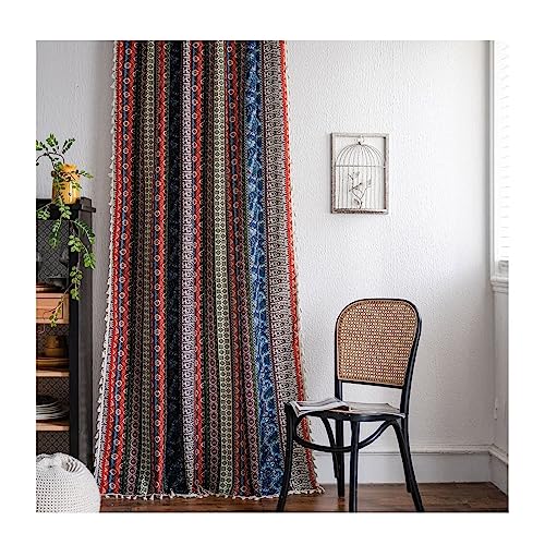 ANAZOZ Blickdicht Vorhänge mit Kräuselband 2er Set, Moderne Gardinen Schlafzimmer Verdunklungs Baumwolle 150x160cm Böhmisches Geometrisches Muster von ANAZOZ