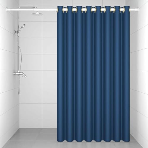 ANAZOZ Duschvorhänge 80x180, Badevorhang Polyester Waschbar Anti Schimmel Duschvorhang Schmal Uni Dunkelblau mit Ringen von ANAZOZ