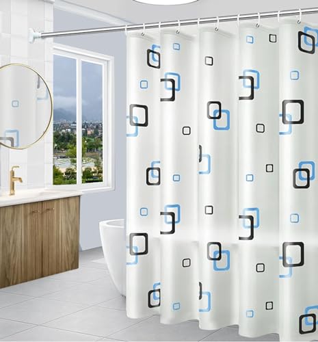 ANAZOZ Duschvorhang 100x200, Duschvorhänge für Badewannen Wasserdicht PEVA Duschvorhang Schwarz Blau Kariert Ösen und Ringe von ANAZOZ