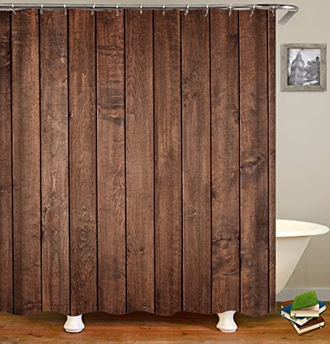 ANAZOZ Duschvorhang 150x180 cm, Badewannenvorhang Polyester Badevorhang Waschbar Badewannenvorhang Holz von ANAZOZ