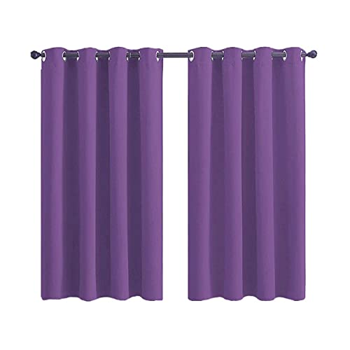ANAZOZ Gardine Vorhang mit Ösen 2er Set, Verdunklungsvorhänge Wohnzimmer Polyester 140x175cm Uni Lila von ANAZOZ