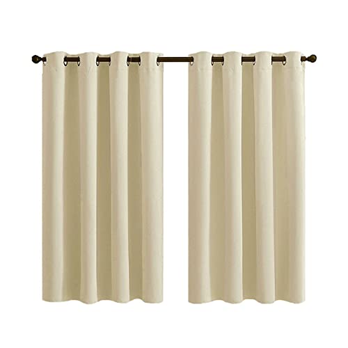 ANAZOZ Gardinen mit Ösen Blickdicht 2er Set, Verdunklungs Vorhang Fenster Polyester 117x183cm Uni Beige von ANAZOZ