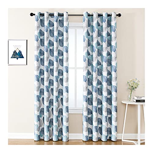 ANAZOZ Gardinenschals mit Ösen 2er Set, Verdunklungs Vorhang Fenster Polyester 132x138cm mit Blättermuster von ANAZOZ