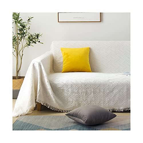 ANAZOZ Sofabezug für 2-Sitzer, universeller Sofabezug, weiß, Baumwolle, geometrisches Muster, 2-Sitzer (130 x 180 cm) von ANAZOZ