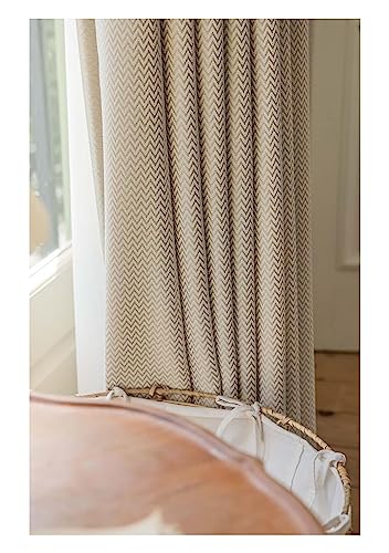 ANAZOZ Vorhang Wohnzimmer Kräuselband 2er Set, Verdunklungs Vorhang Fenster Polyester 132x160cm Uni Khaki-Wellen-Jacquard von ANAZOZ