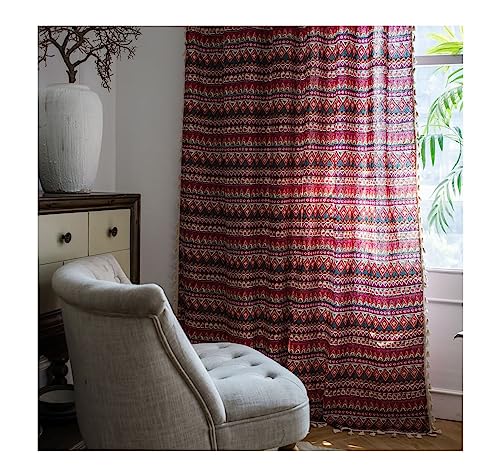 ANAZOZ Vorhang mit Ösen 2er Set, Voile Vorhänge für Fenster und Türen Baumwolle 150x240cm Vintage Böhmisches Geometrisches Muster von ANAZOZ