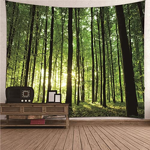 ANAZOZ Wandbehang Natur Wohnzimmer, Wandteppich Wald Länglich 350x256cm Wandteppiche Jugendzimmer Muster mit Bäumen und Sonnenlicht von ANAZOZ