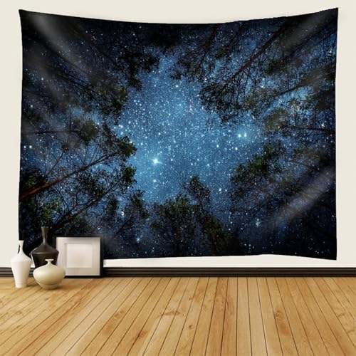 ANAZOZ Wandbehang Schlafzimmer 240x220cm, Wandteppich Sternenhimmel Wald Rechteckig Art Deco Wandbehang aus Polyester von ANAZOZ