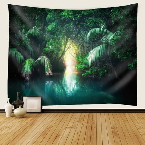 ANAZOZ Wandbehang Wohnzimmer 210x140cm, Wandteppich Baum und See Rechteckig Wanddeko Wandtücher Polyester von ANAZOZ