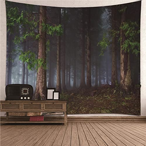 ANAZOZ Wandteppich Wald, Wandbehang Outdoor 200x200cm Tapisserie Jugendzimmer Muster mit Bäumen und Nebeln von ANAZOZ