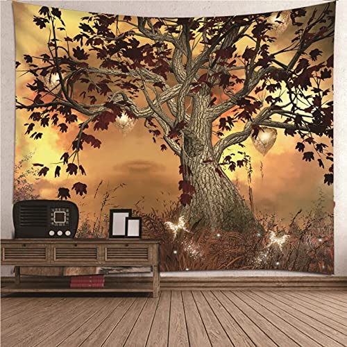 ANAZOZ Wandteppich Wald Herbst, Wandteppich Natur Landschaft 150x130cm Tapisserie Wandbehang mit Maple-Baummustern von ANAZOZ