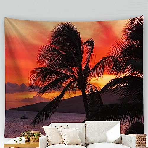 ANAZOZ Wandteppiche Muster 200x150, Wandbehang Polyester Palme und Sonnenuntergang Wanddeko für Schlafzimmer von ANAZOZ